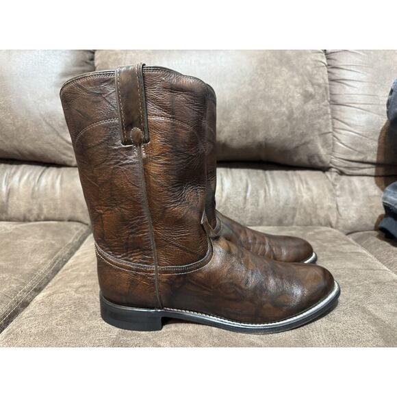 Justin 3162 Brown Marbled Boots Cowboy Roper Men’s size 10D main image 6